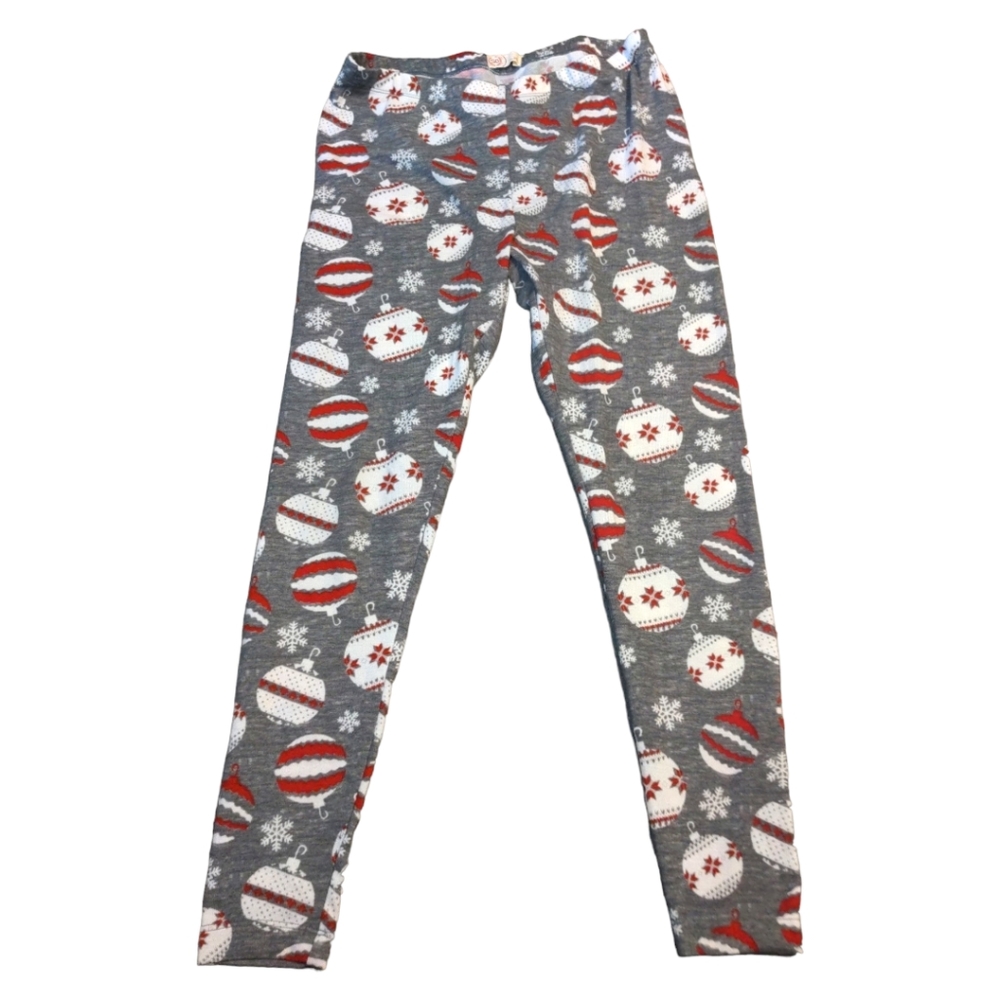 SO Gray Red Christmas Ornament Snowflake Holiday Leggings Large